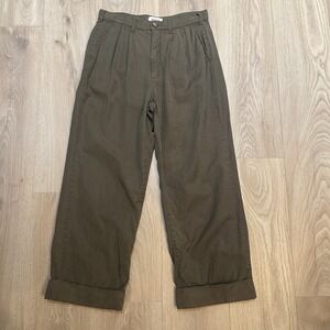 Pistola Olive Green Wide Leg Straight Fit Pants Size 26 High Rise 100% Cotton